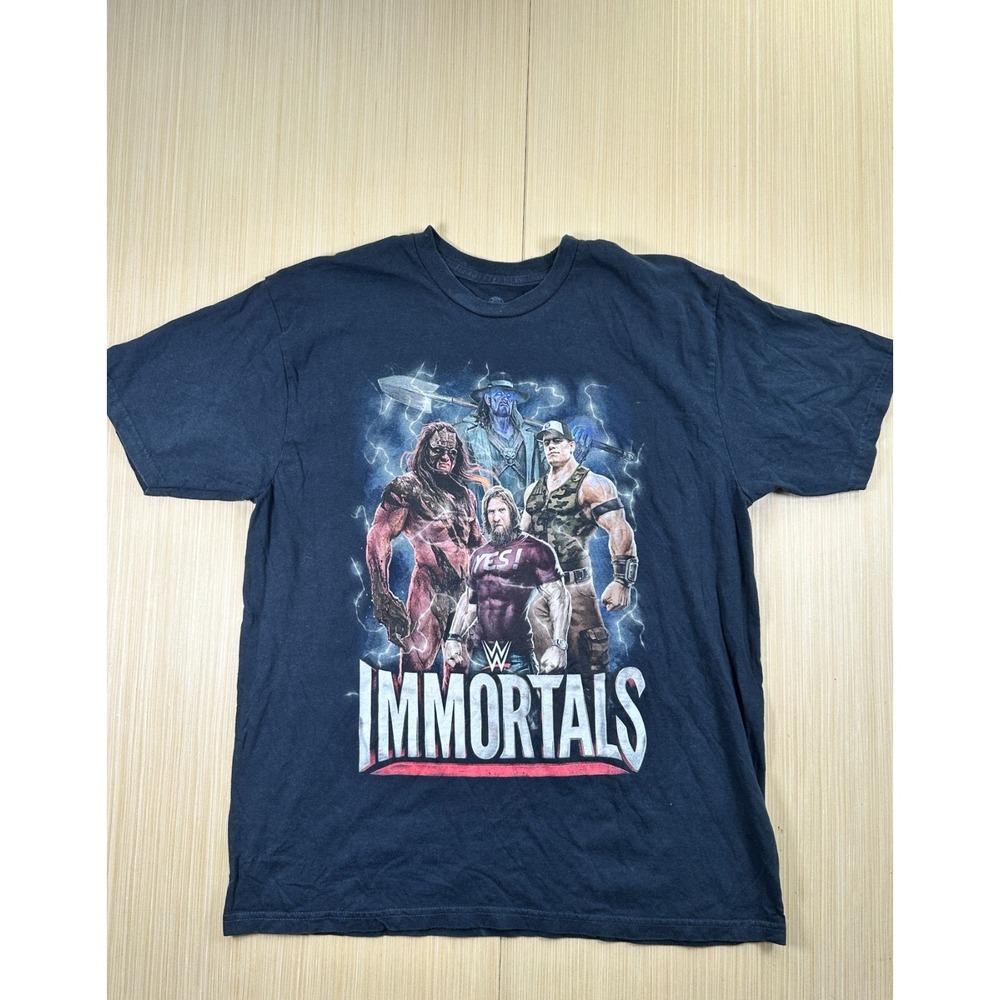 WWE Immortals T-Shirt Mens Large Blue Graphic Undertaker, Kane, John Cena & More